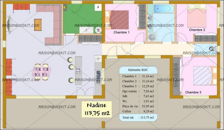 Plan maison jumelée plain pied - Menuiserie